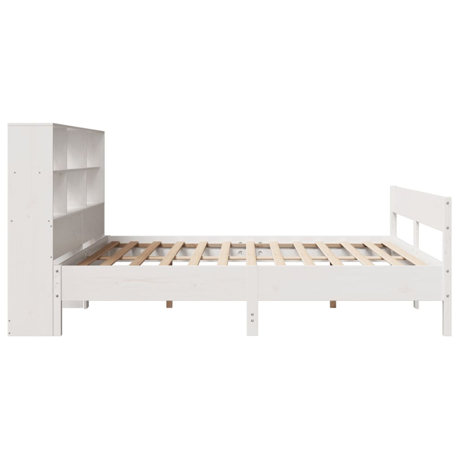 Bed met boekenkast zonder matras grenenhout wit 180x200 cm