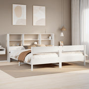 Bed met boekenkast grenenhout wit 180x200 cm