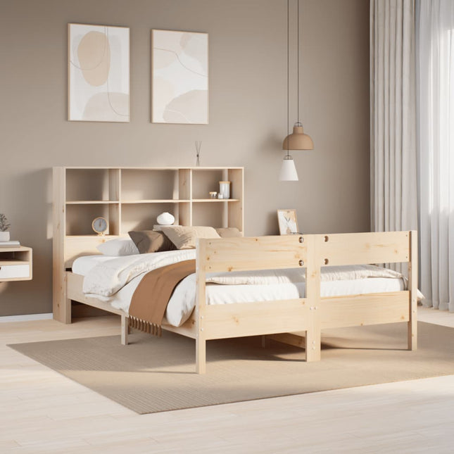 Bed met boekenkast zonder matras massief grenenhout 160x200 cm