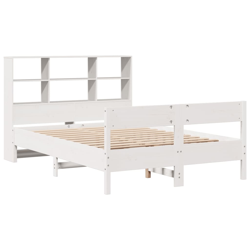 Bed met boekenkast zonder matras grenenhout wit 160x200 cm