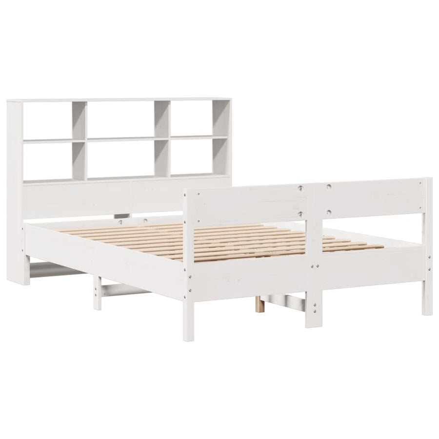 Bed met boekenkast zonder matras grenenhout wit 160x200 cm