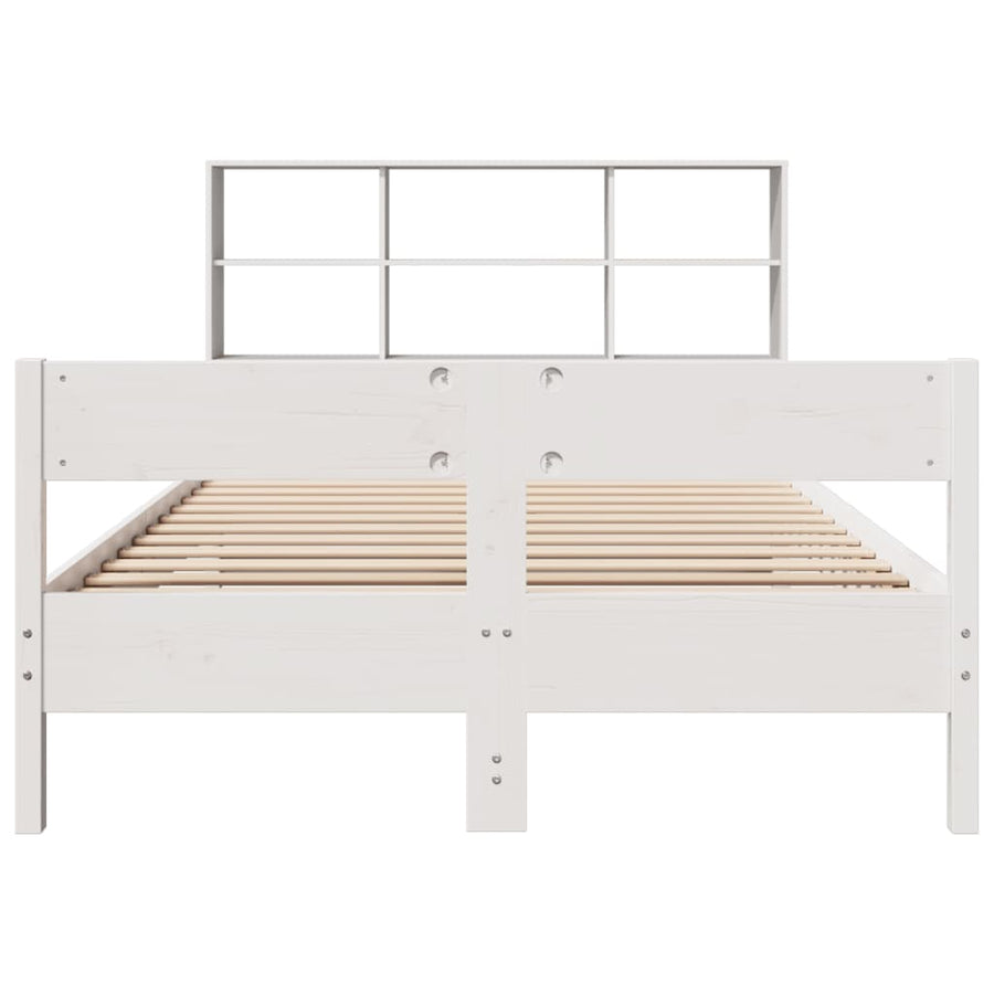 Bed met boekenkast zonder matras grenenhout wit 160x200 cm