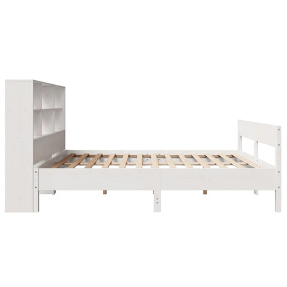 Bed met boekenkast zonder matras grenenhout wit 160x200 cm