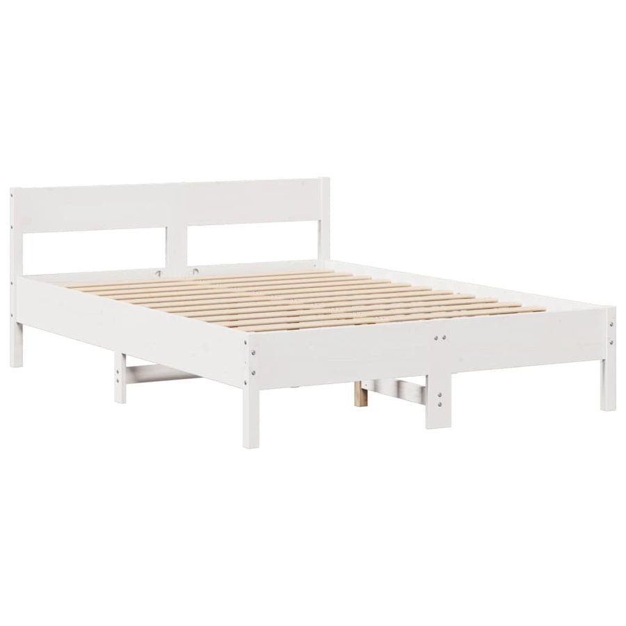 Bed met boekenkast zonder matras grenenhout wit 160x200 cm
