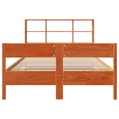 Bed met boekenkast zonder matras grenenhout wasbruin 160x200 cm