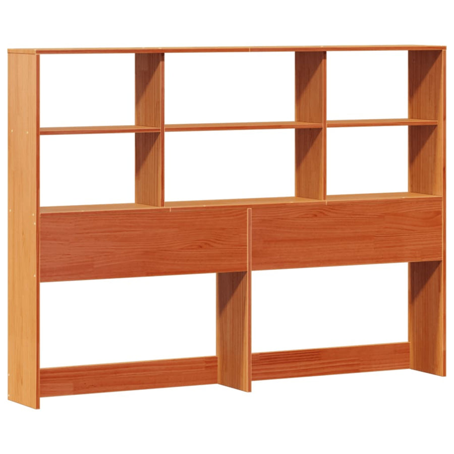 Bed met boekenkast zonder matras grenenhout wasbruin 150x200 cm