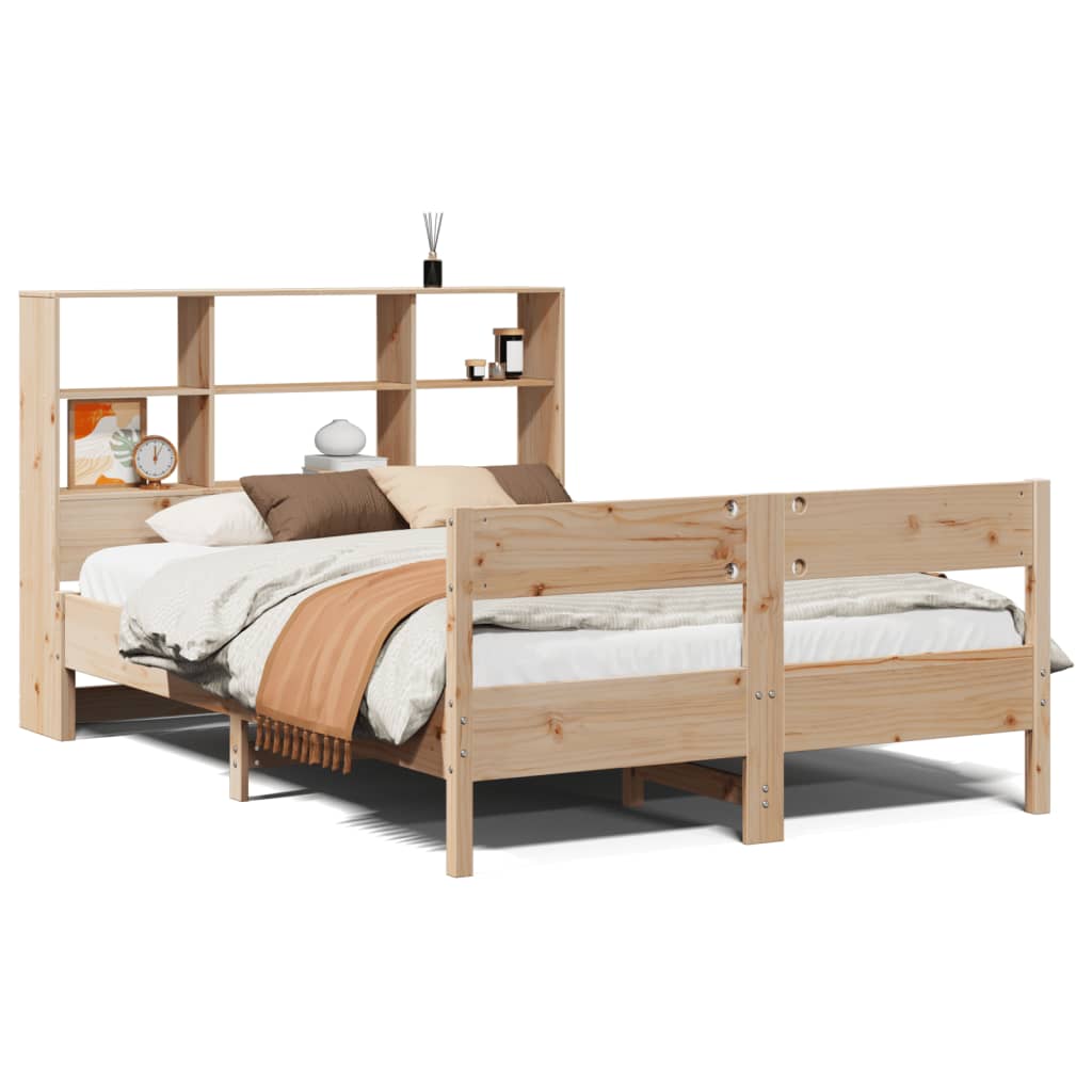Bed met boekenkast zonder matras massief grenenhout 140x200 cm