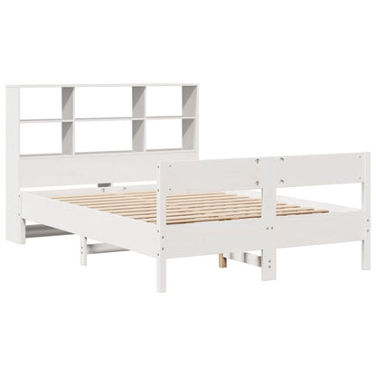 Bed met boekenkast zonder matras grenenhout wit 140x200 cm