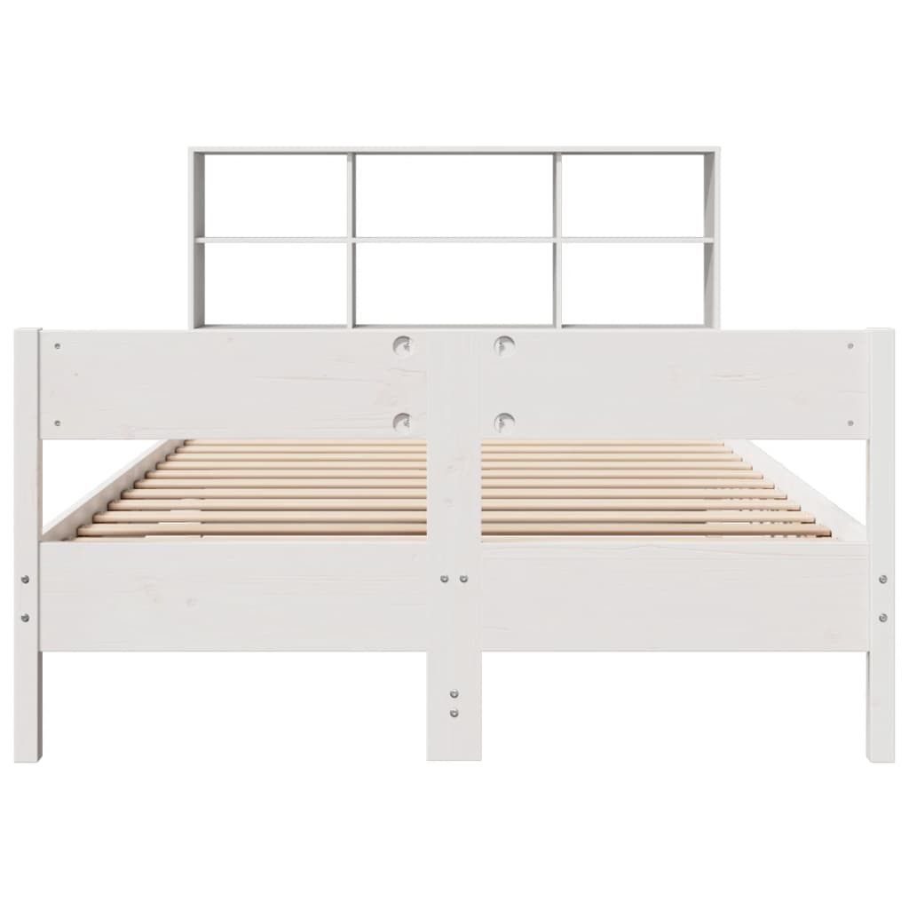 Bed met boekenkast zonder matras grenenhout wit 140x200 cm