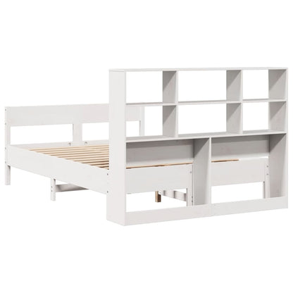 Bed met boekenkast zonder matras grenenhout wit 140x200 cm