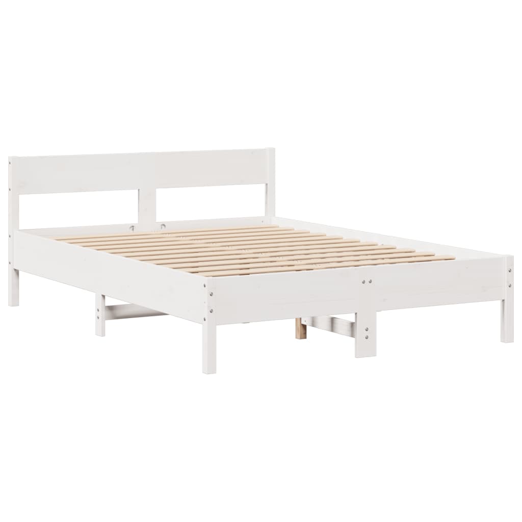 Bed met boekenkast zonder matras grenenhout wit 140x200 cm