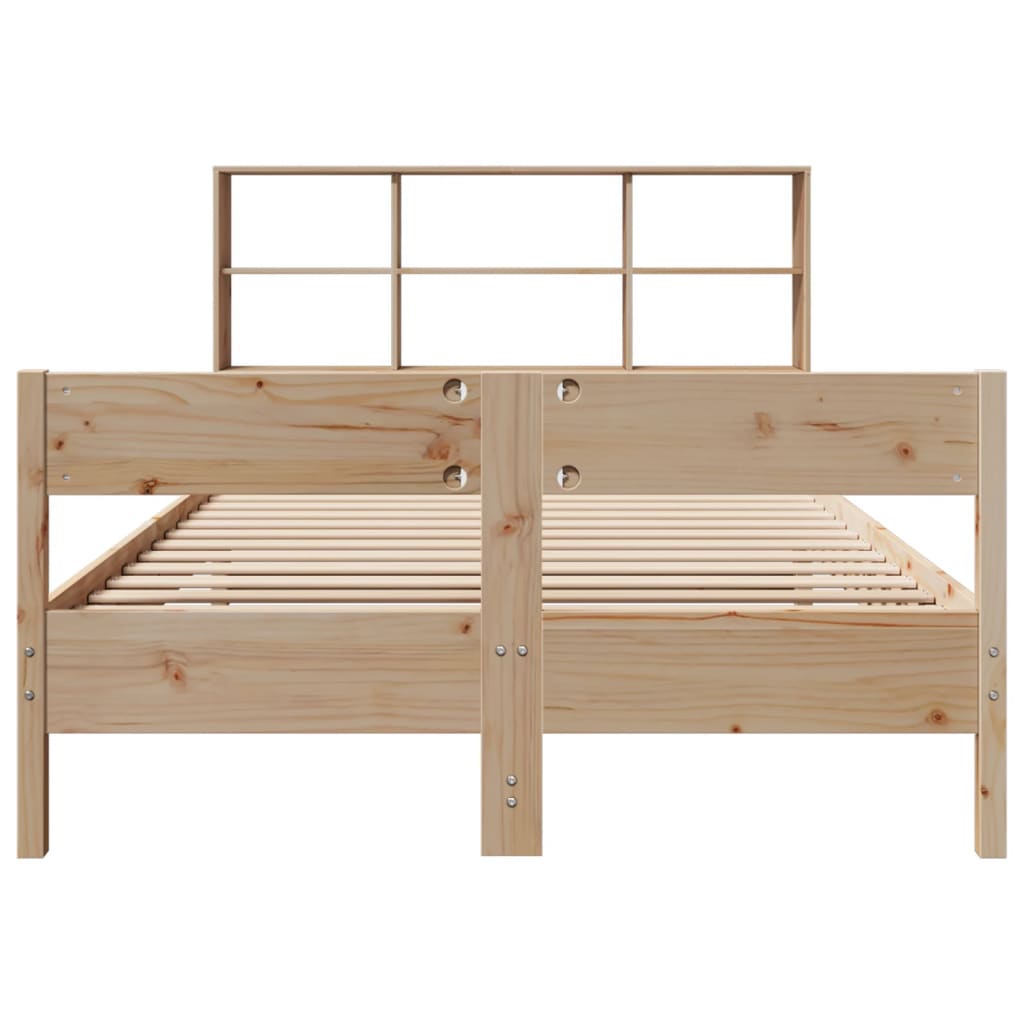 Bed met boekenkast zonder matras massief grenenhout 140x190 cm