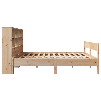 Bed met boekenkast zonder matras massief grenenhout 140x190 cm
