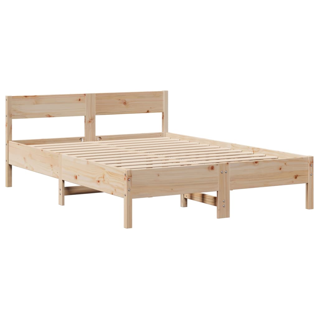 Bed met boekenkast zonder matras massief grenenhout 140x190 cm