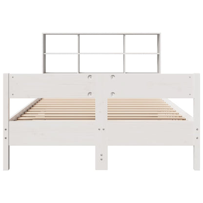 Bed met boekenkast zonder matras grenenhout wit 140x190 cm