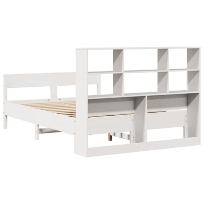 Bed met boekenkast zonder matras grenenhout wit 140x190 cm