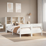 Bed met boekenkast grenenhout wit 140x190 cm