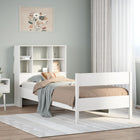 Bed met boekenkast zonder matras grenenhout wit 75x190 cm