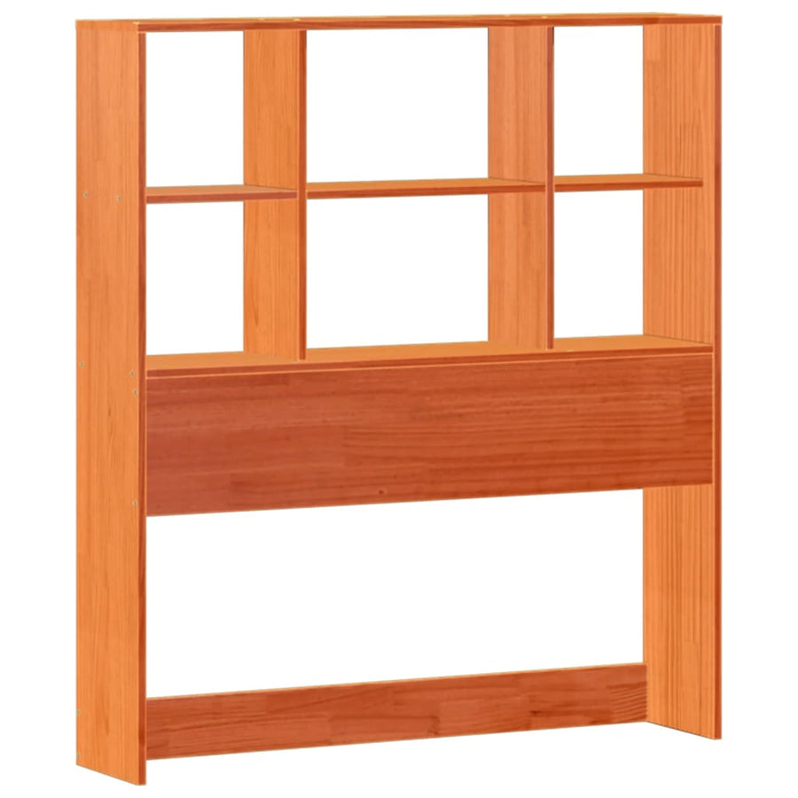 Bed met boekenkast zonder matras grenenhout wasbruin 75x190 cm