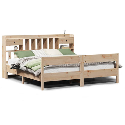 Bed met boekenkast zonder matras massief grenenhout 180x200 cm