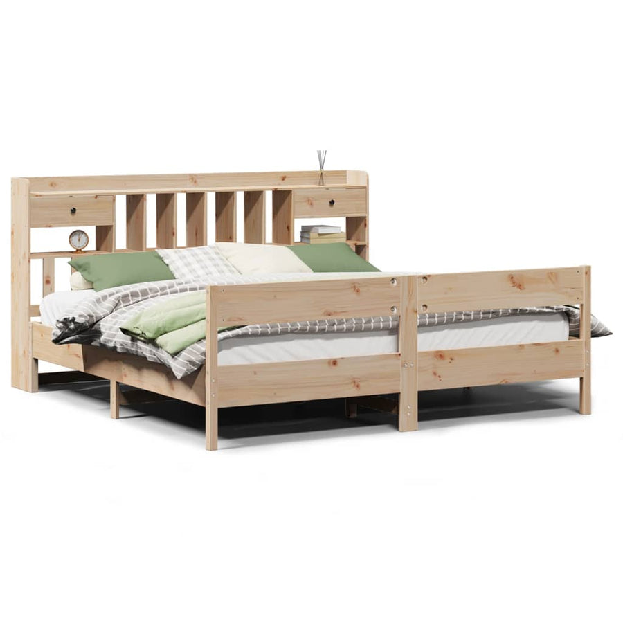 Bed met boekenkast zonder matras massief grenenhout 180x200 cm