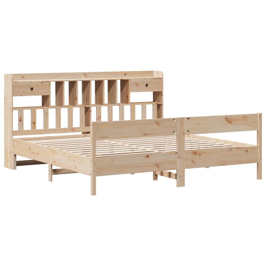 Bed met boekenkast zonder matras massief grenenhout 180x200 cm