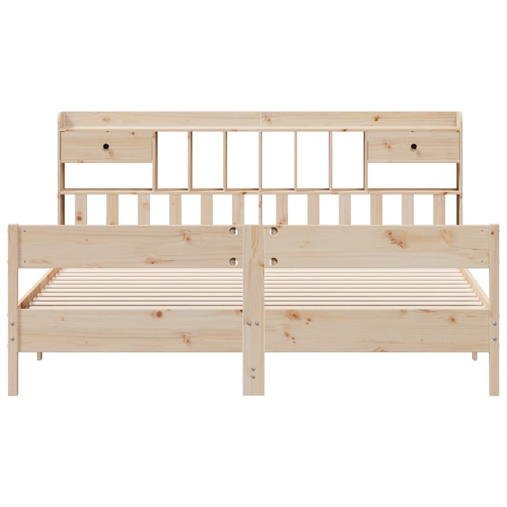 Bed met boekenkast zonder matras massief grenenhout 180x200 cm