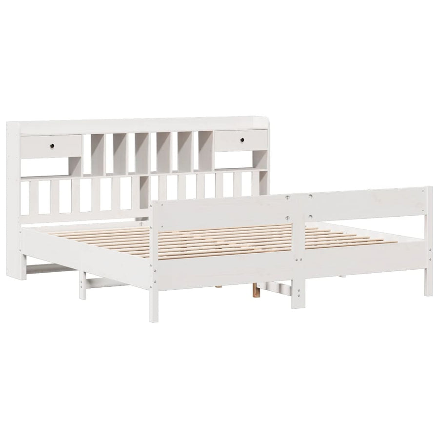 Bed met boekenkast zonder matras grenenhout wit 180x200 cm