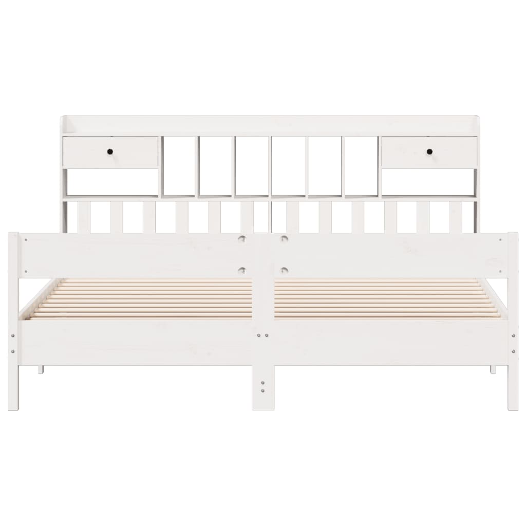 Bed met boekenkast zonder matras grenenhout wit 180x200 cm