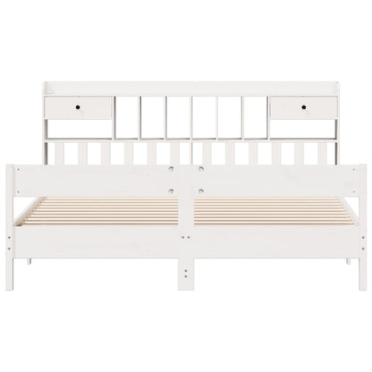 Bed met boekenkast zonder matras grenenhout wit 180x200 cm