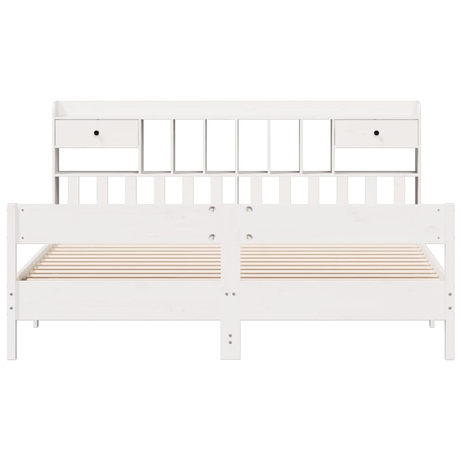 Bed met boekenkast zonder matras grenenhout wit 180x200 cm