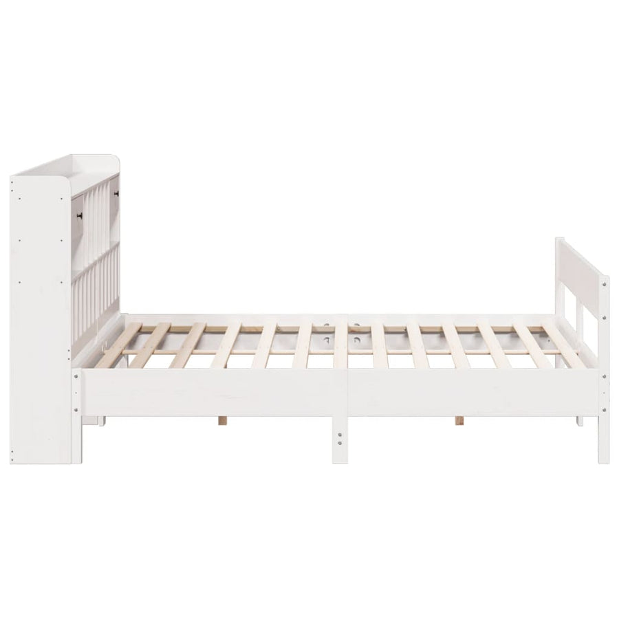 Bed met boekenkast zonder matras grenenhout wit 180x200 cm