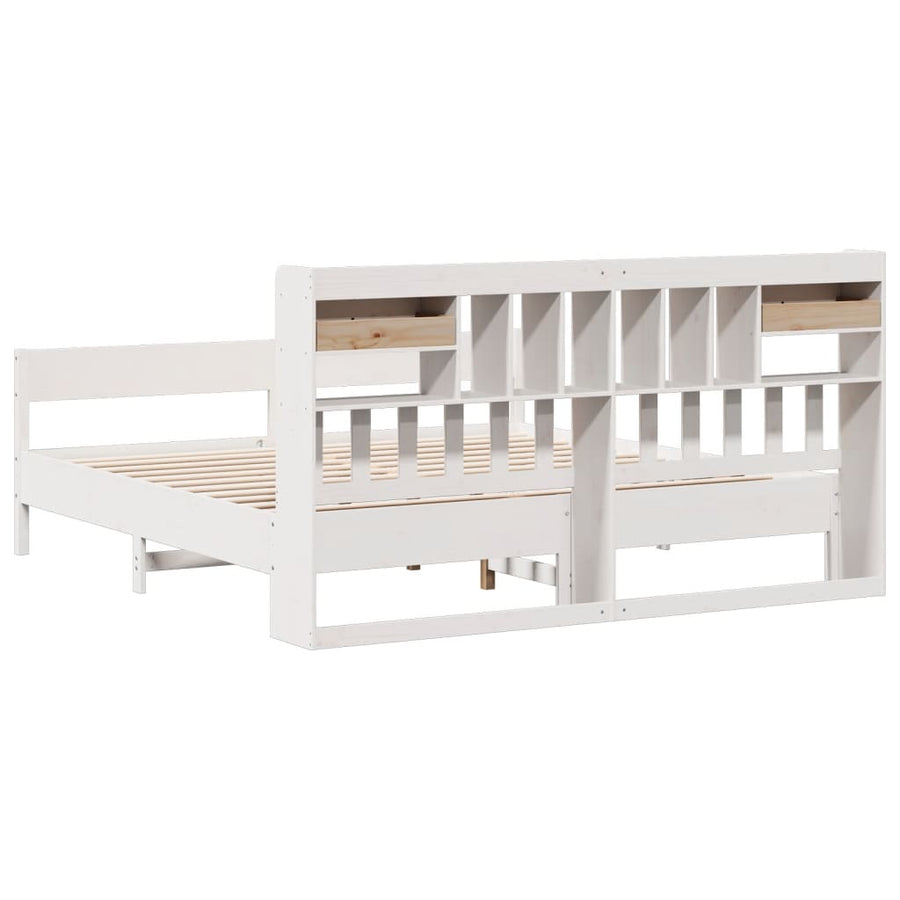 Bed met boekenkast zonder matras grenenhout wit 180x200 cm