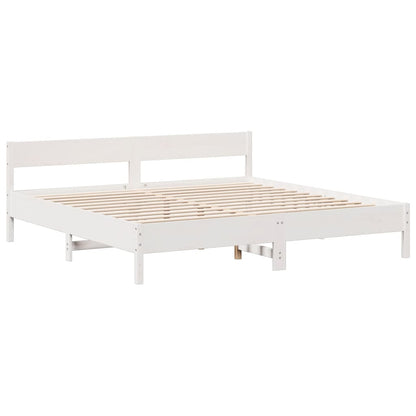 Bed met boekenkast zonder matras grenenhout wit 180x200 cm