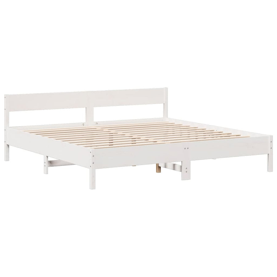 Bed met boekenkast zonder matras grenenhout wit 180x200 cm
