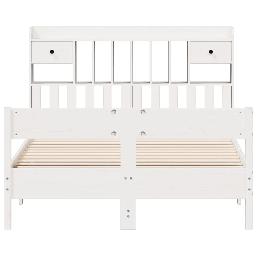 Bed met boekenkast zonder matras grenenhout wit 160x200 cm