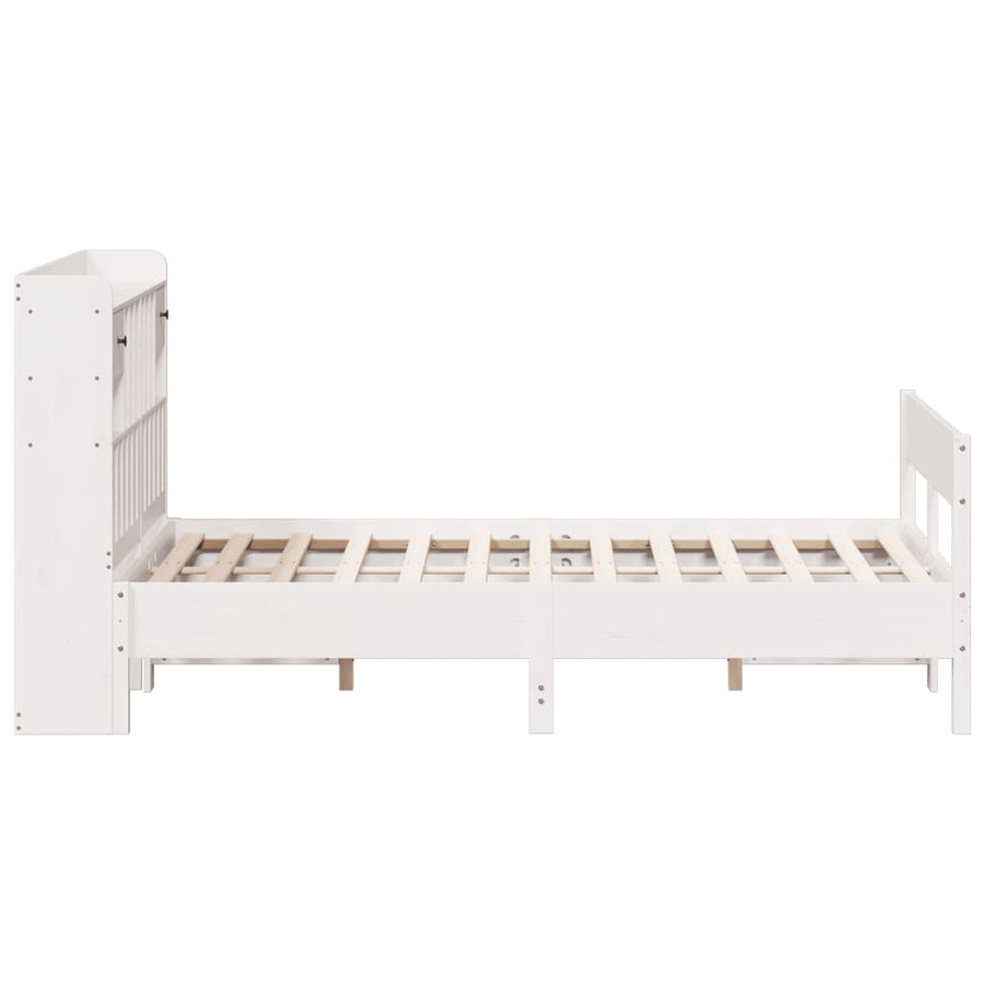 Bed met boekenkast zonder matras grenenhout wit 160x200 cm