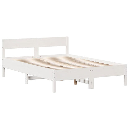 Bed met boekenkast zonder matras grenenhout wit 160x200 cm