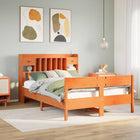 Bed met boekenkast zonder matras grenenhout wasbruin 160x200 cm