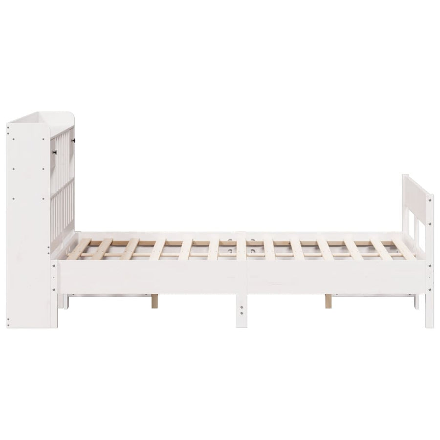 Bed met boekenkast zonder matras grenenhout wit 150x200 cm