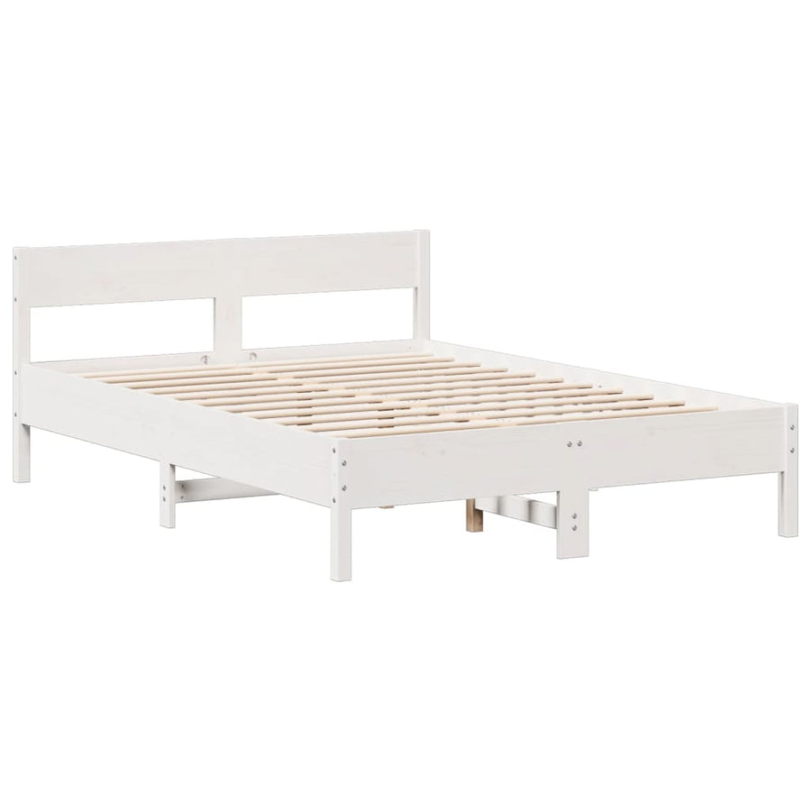 Bed met boekenkast zonder matras grenenhout wit 150x200 cm