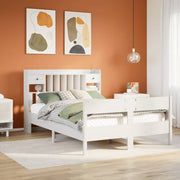 Bed met boekenkast grenenhout wit 150x200 cm