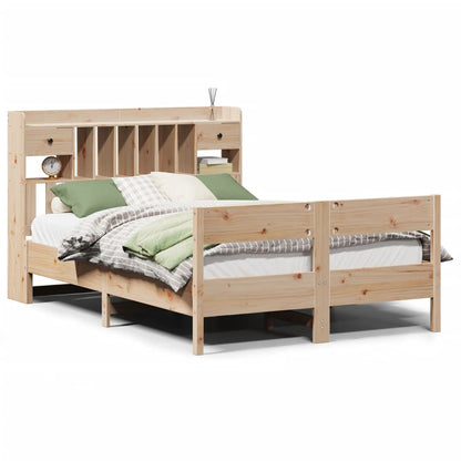 Bed met boekenkast zonder matras massief grenenhout 140x200 cm