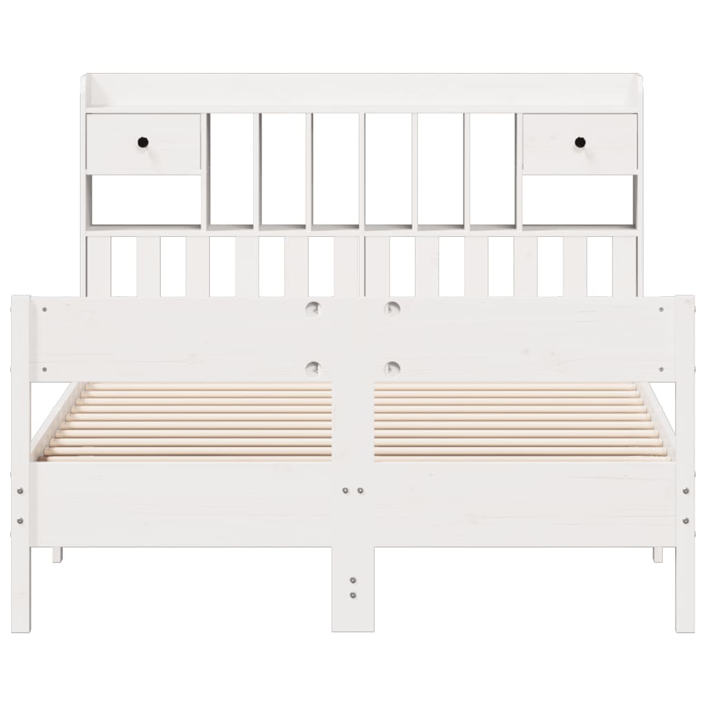 Bed met boekenkast zonder matras grenenhout wit 140x200 cm