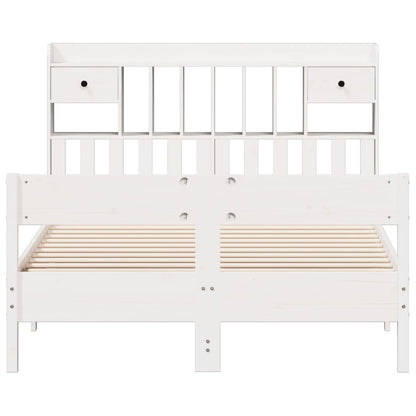 Bed met boekenkast zonder matras grenenhout wit 140x200 cm