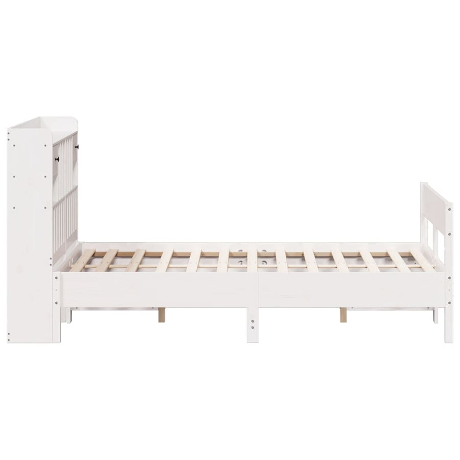Bed met boekenkast zonder matras grenenhout wit 140x200 cm