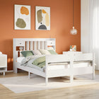 Bed met boekenkast zonder matras grenenhout wit 140x200 cm