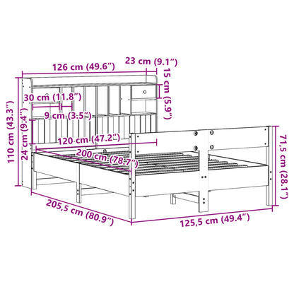 Bed Met Boekenkast Zonder Matras Grenenhout 120 x 200 cm