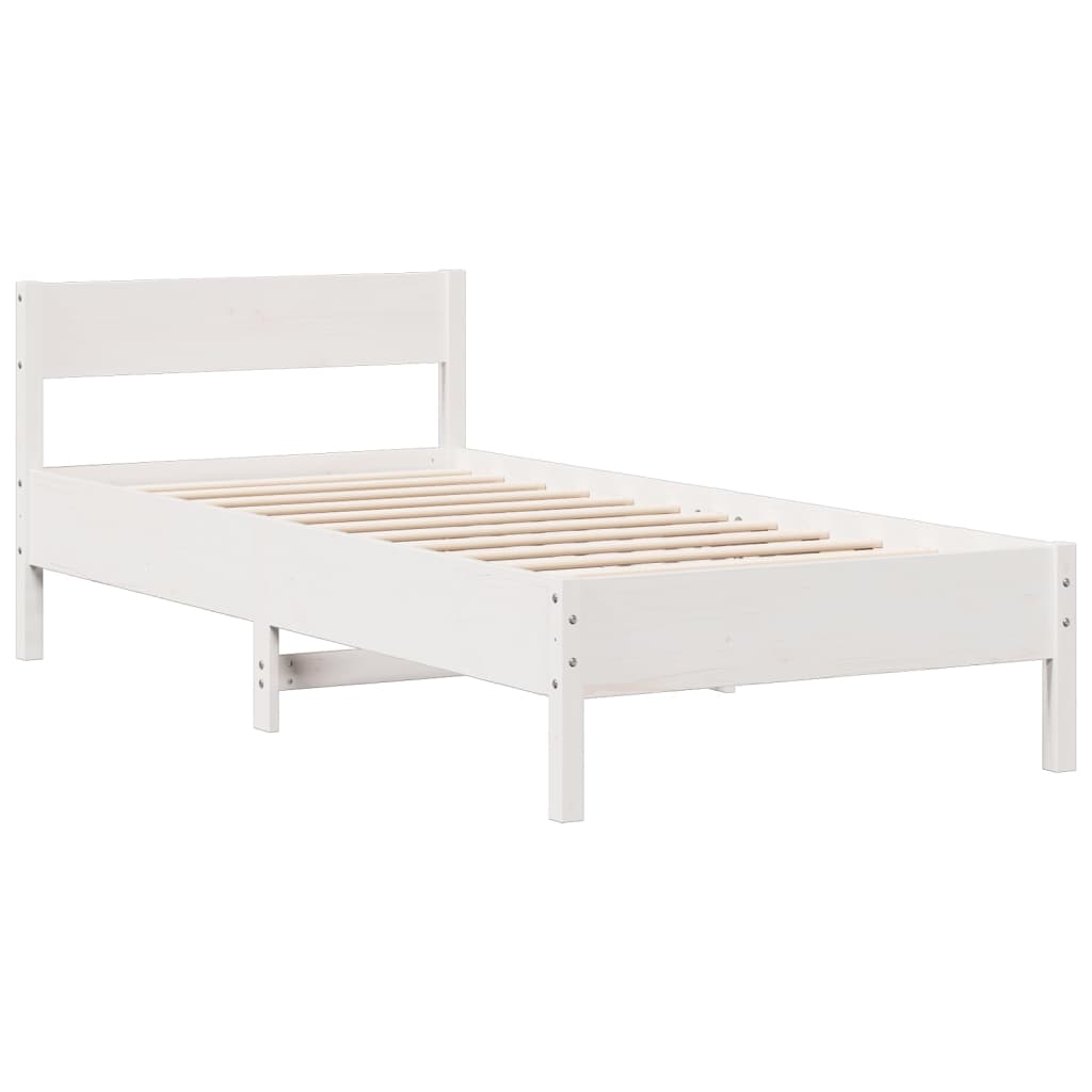 Bed met boekenkast zonder matras grenenhout wit 90x200 cm