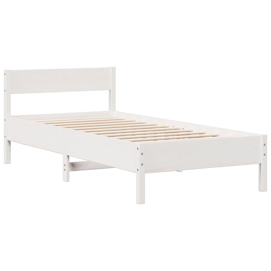 Bed met boekenkast zonder matras grenenhout wit 90x200 cm